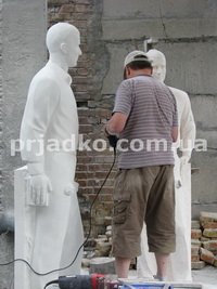 Фото изготовления скульптуры. Высота статуи - 2,2 м. Скульптура из мрамора.