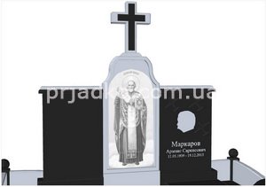 На фото комбинированный памятник из мрамора и гранита, изготовление 3д проекта в Киеве. Создание индивидуальной 3d модели памятника, срок 10 дней.
