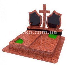 Фото 3д проекта ритуального комплекса. Памятники из комбинированного гранита, изготовление в Киеве. Цена 3D проекта 1200 грн. 